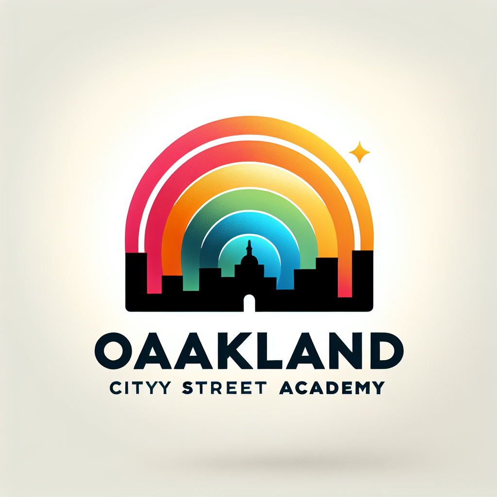 A logo for Oakland City Street Academy, a site focused on community upliftment and urban development with a modern and inclusive aesthetic that embodies the spirit of progress and empowerment.